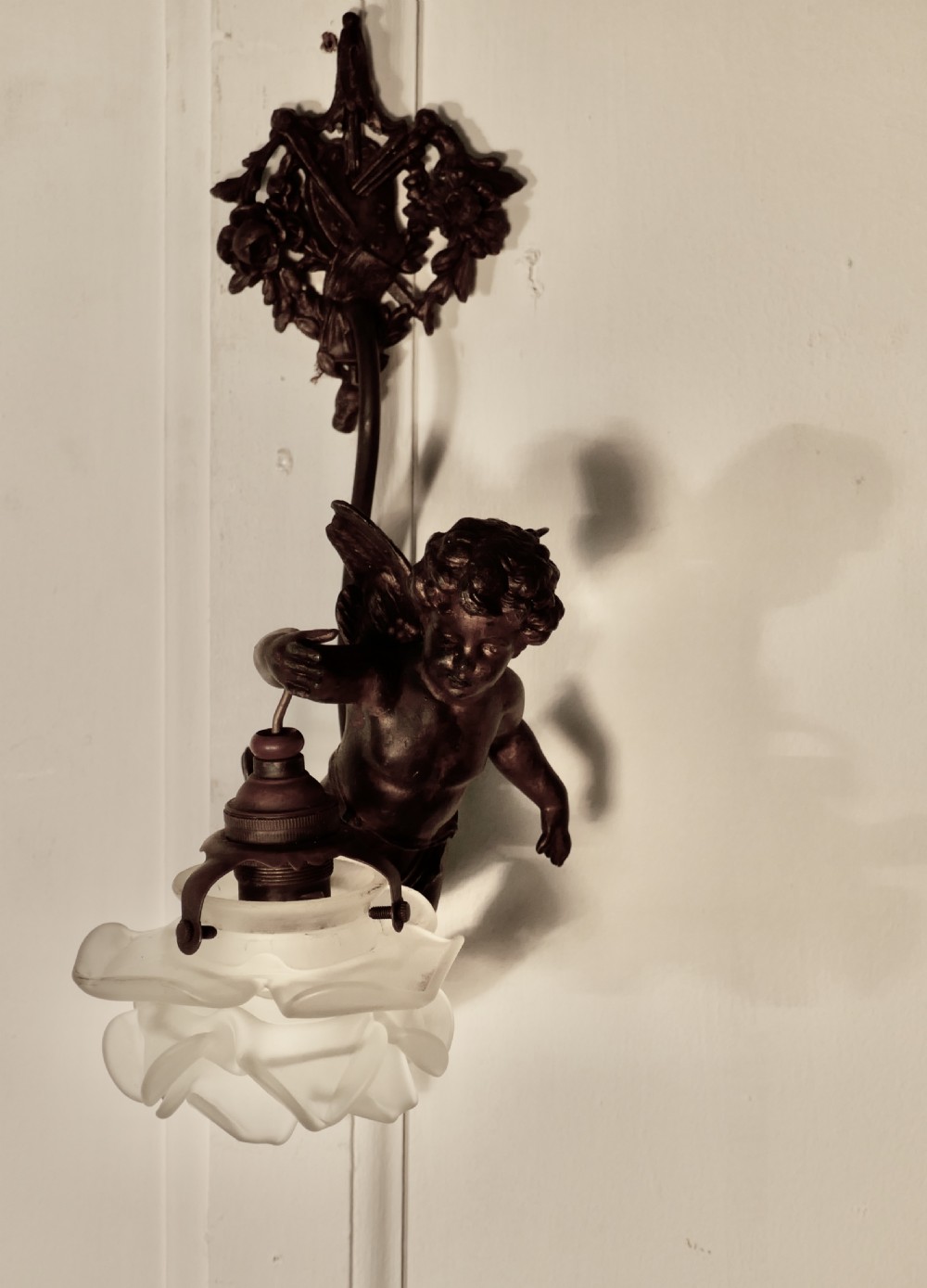 A Pretty French Ormolu Cherub Wall Light View II