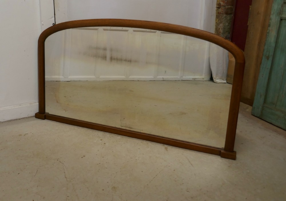 Victorian Arched Oak Over Mantle Mirror