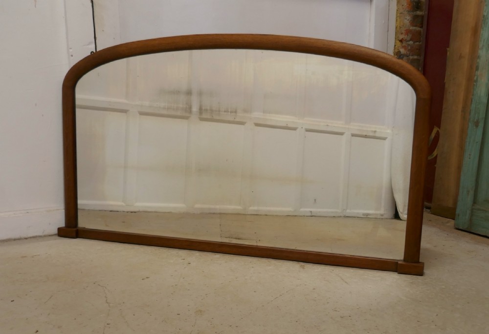 Victorian Arched Oak Over Mantle Mirror View II