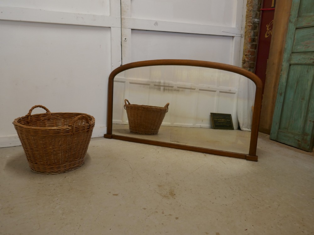Victorian Arched Oak Over Mantle Mirror View III