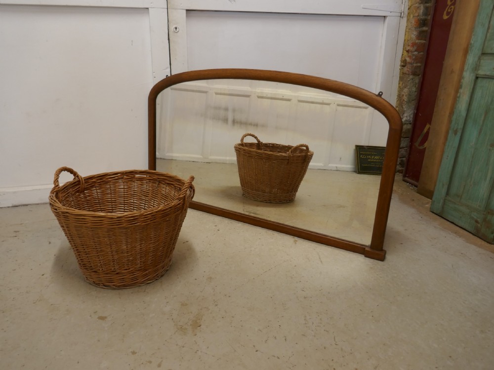 Victorian Arched Oak Over Mantle Mirror View IV