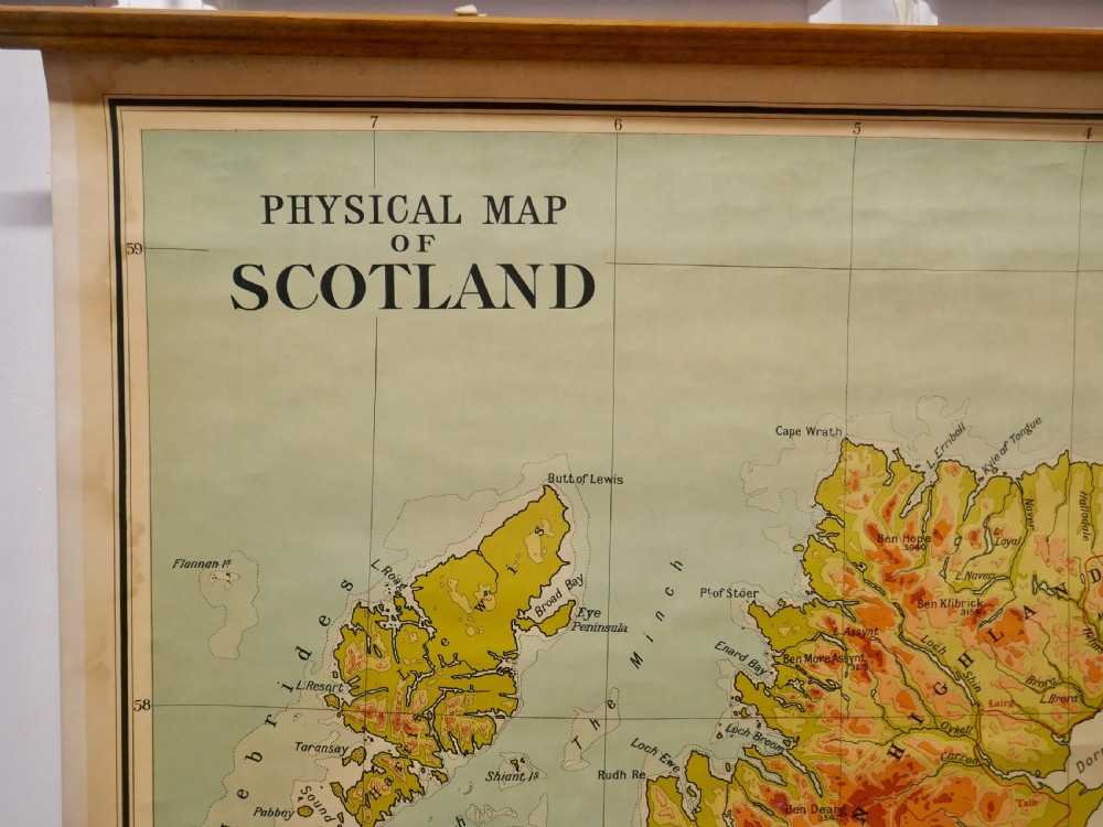 Large University Chart “Physical Map of Scotland” by Bacon View II