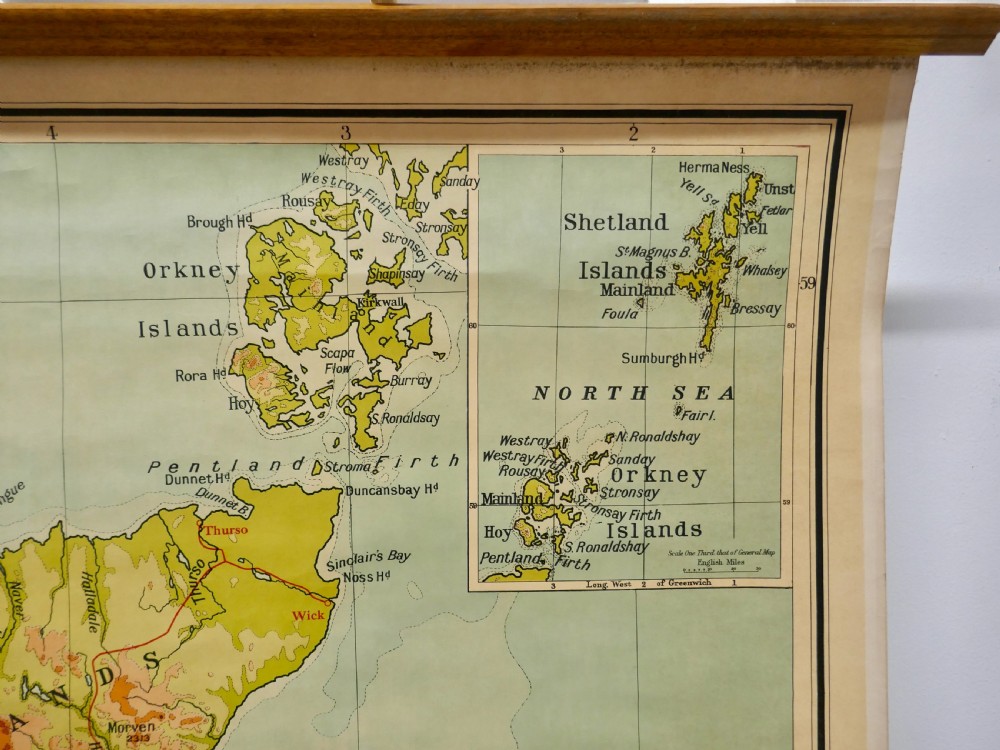 Large University Chart “Physical Map of Scotland” by Bacon View III