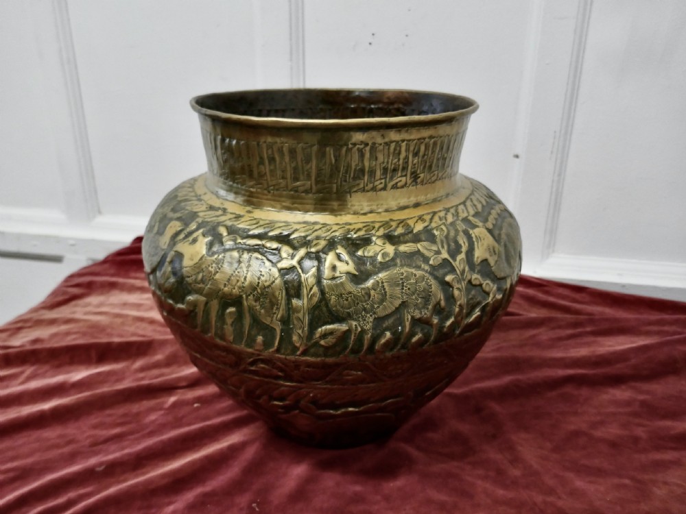 Large 19th Century North African Brass Jardiniere Pot View III
