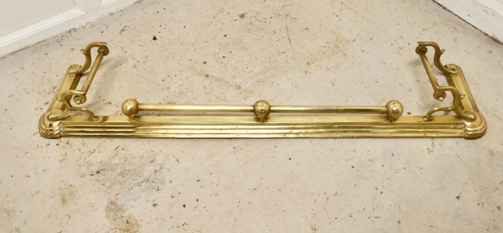Large Victorian Art Nouveau Brass Fender View II