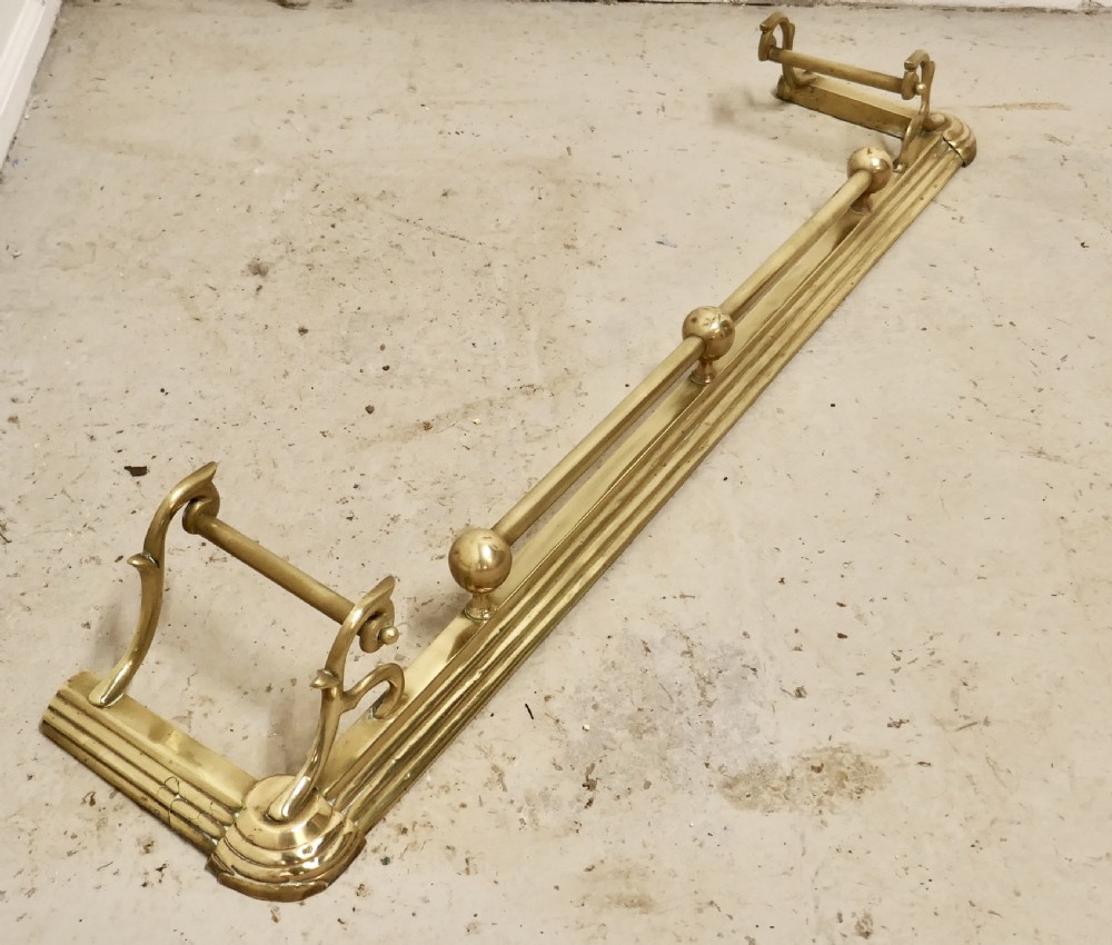 Large Victorian Art Nouveau Brass Fender View III