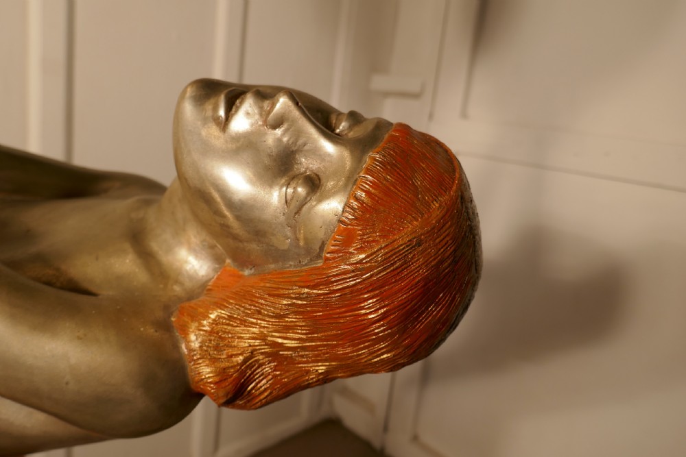 Large Art Deco Female Sculpture Floor Lamp, after Auguste Moreau signed  View VIII