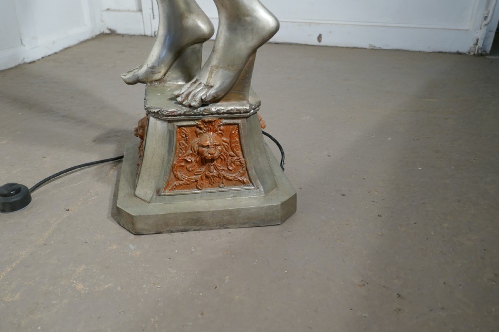 Large Art Deco Female Sculpture Floor Lamp, after Auguste Moreau signed  View X
