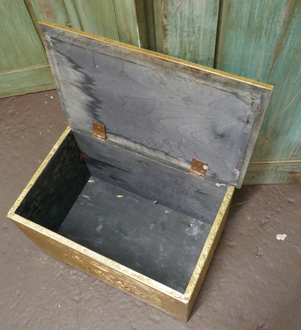 Embossed Brass Log or Coal Box  with Tavern Scenes  View IV