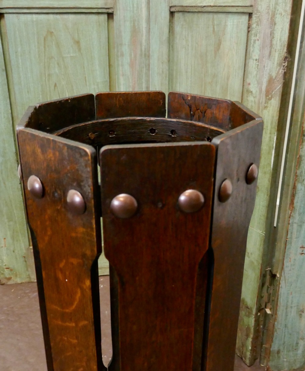 Arts & Crafts Oak Umbrella and Stick Stand  View VII