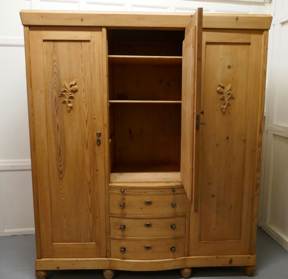 Large Stripped Pine Wardrobe Compactum View II