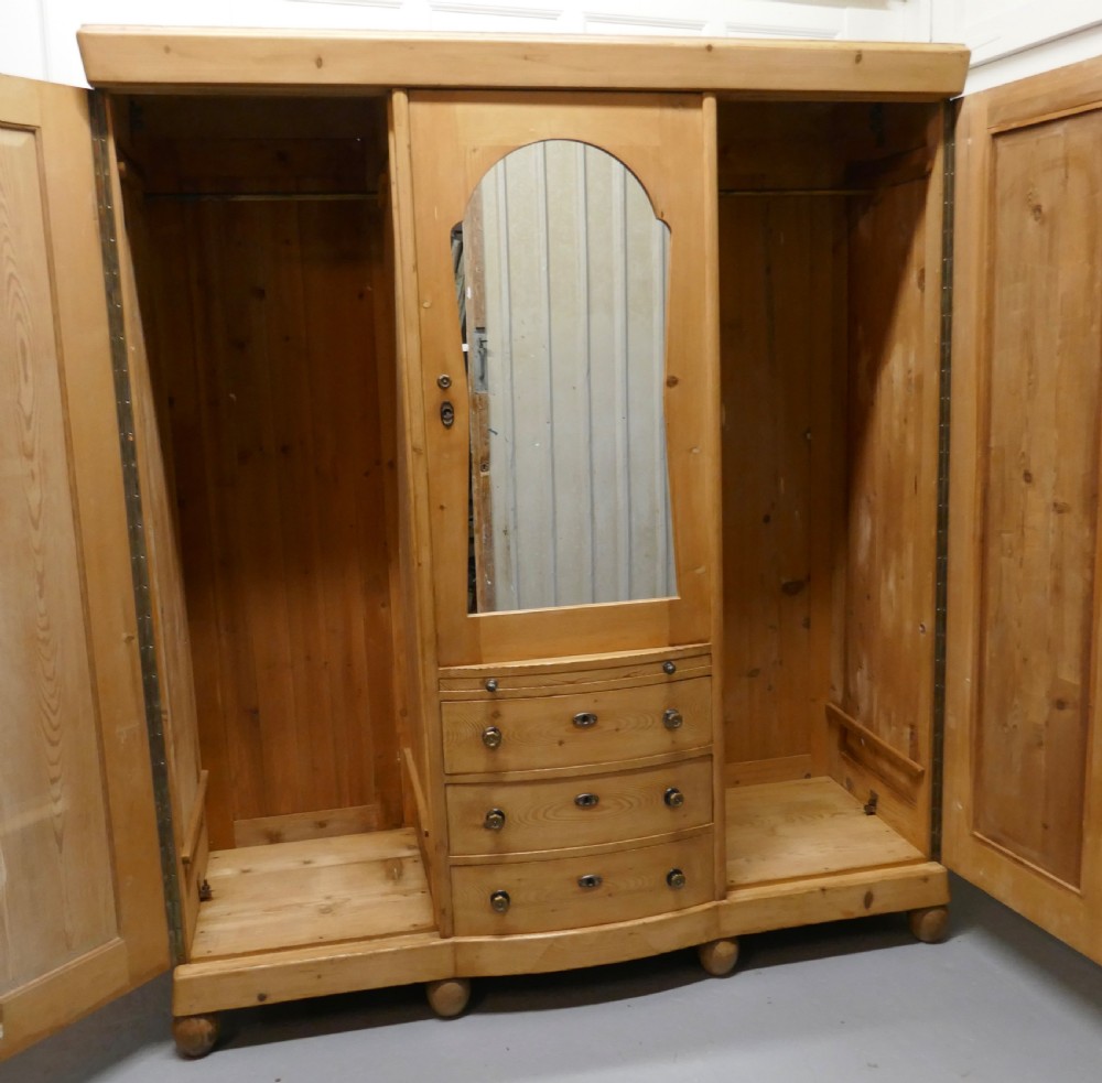 Large Stripped Pine Wardrobe Compactum View III