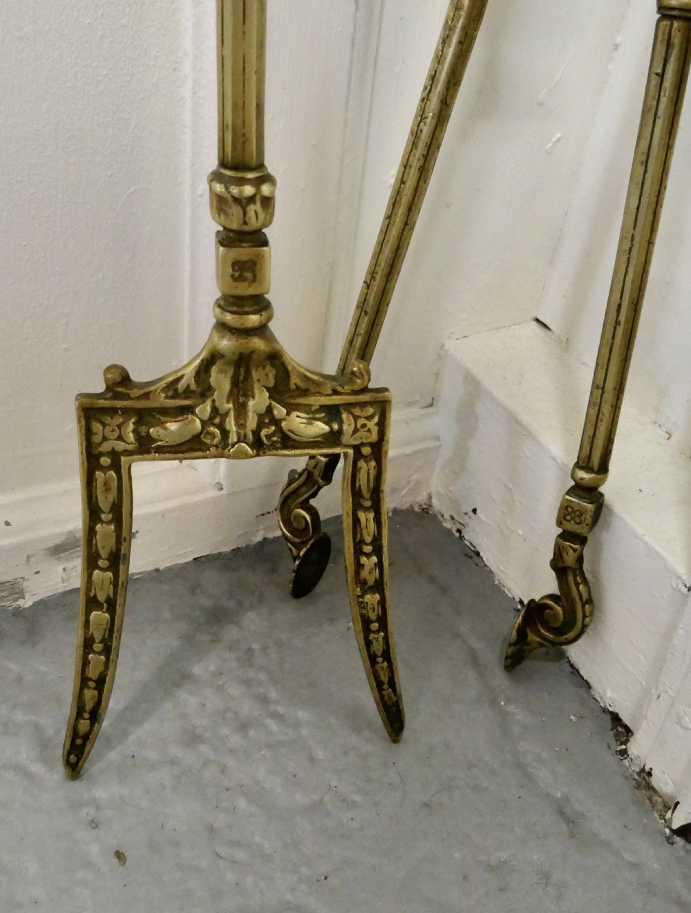19th Century  Gothic Oversized Toasting Fireside Tongs and Fork , Fire Tools View VII