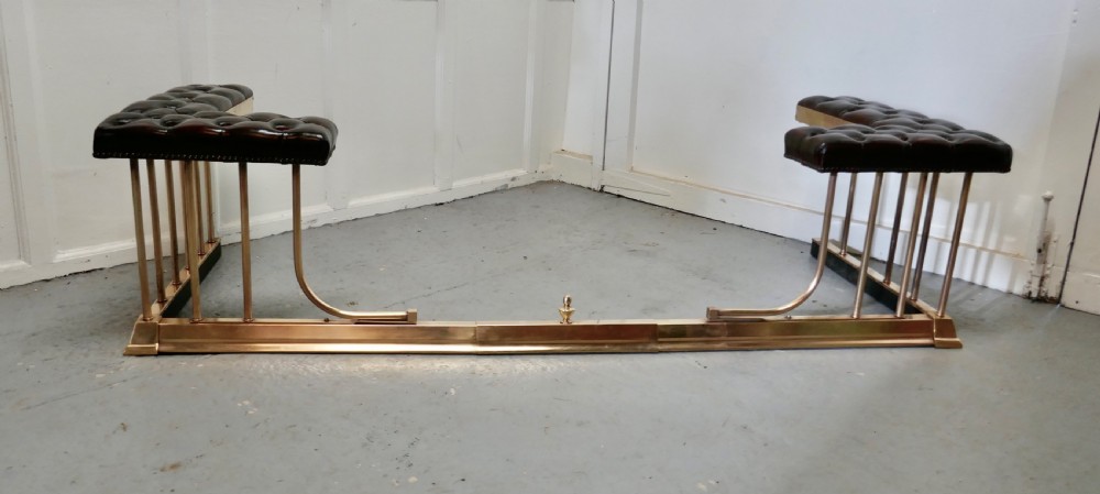 A Lovely Old Adjustable Brass and Leather Club Fender View V
