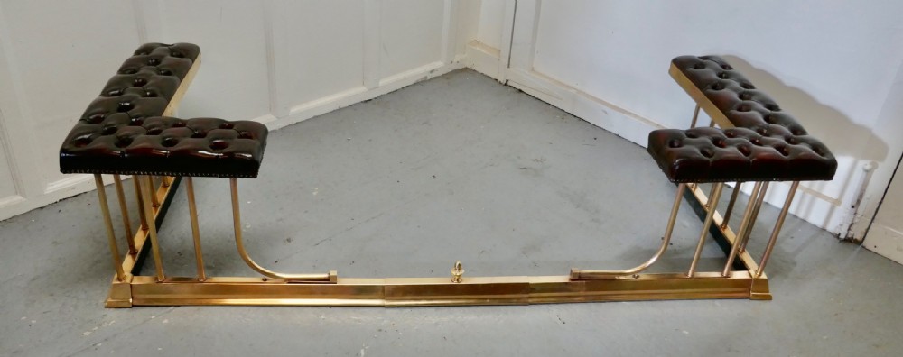 A Lovely Old Adjustable Brass and Leather Club Fender View VII
