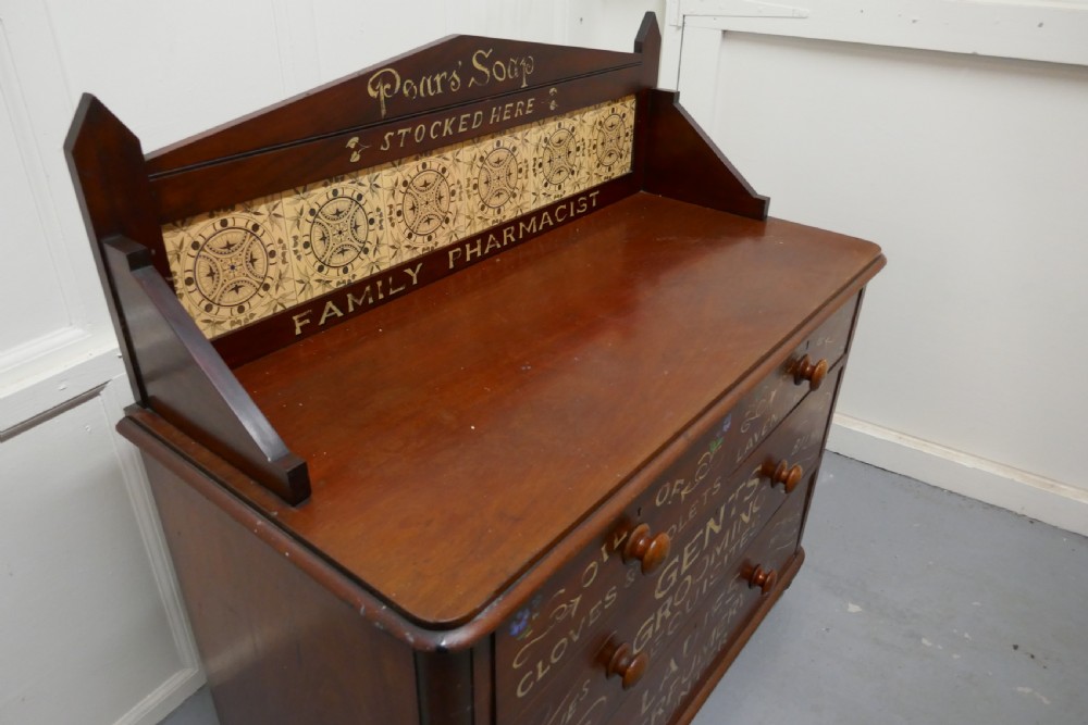 Victorian Mahogany Sign Painted Chemist’s Chest of Drawers View V