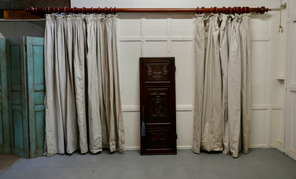 A Very Long Victorian Mahogany Curtain Pole with Rings View II