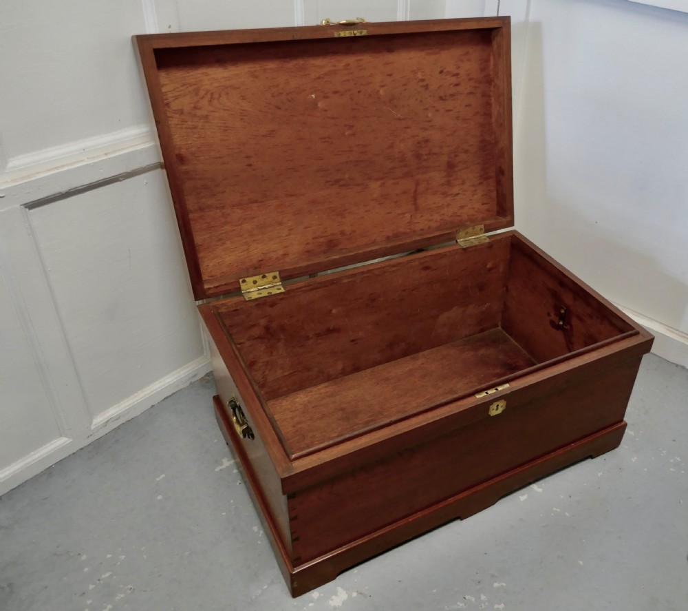 Large 19th Century Sea Chest with. Brass Handles View V