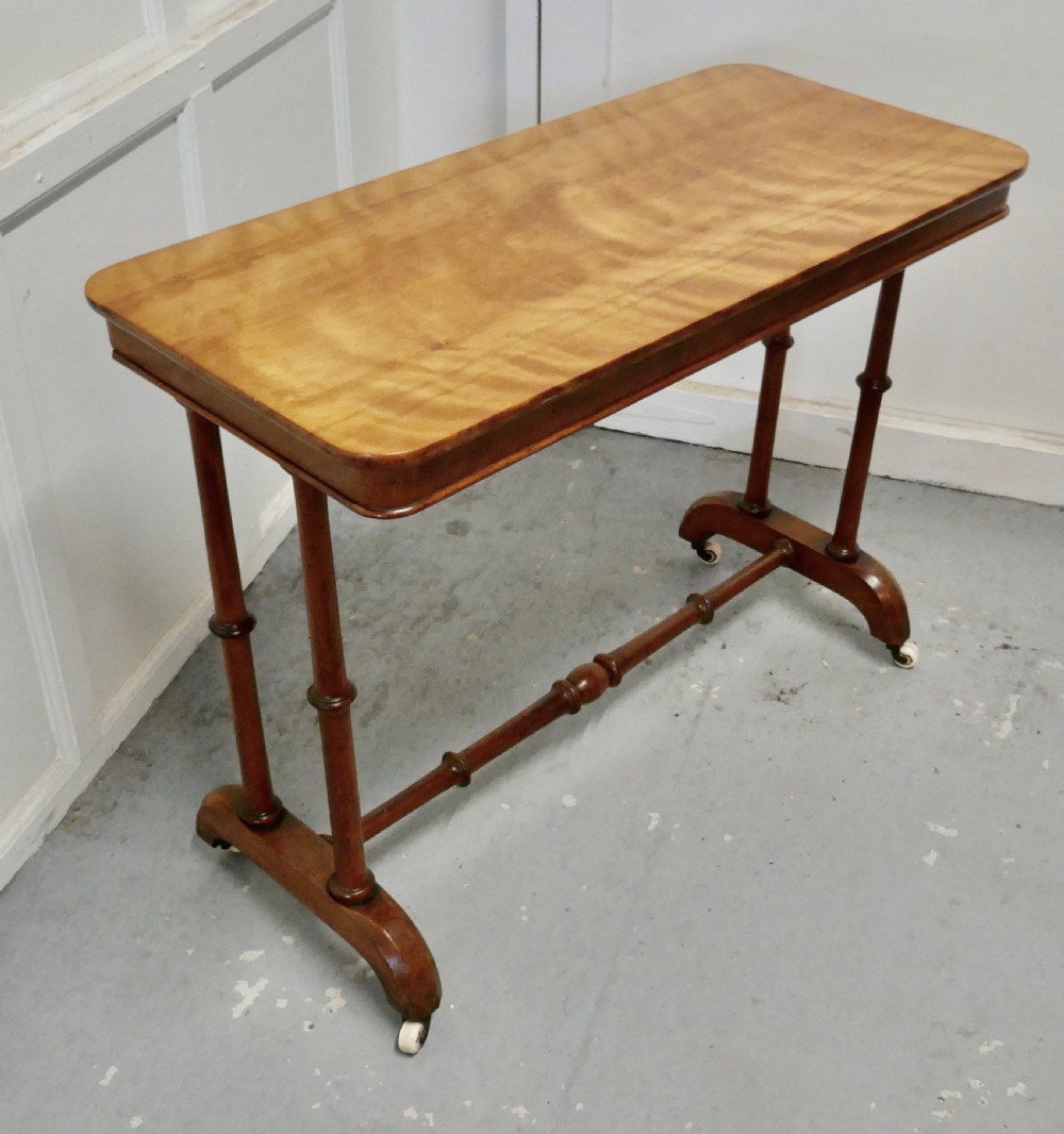 Elegant Victorian Arts and Crafts Birch and Mahogany Side Table  View II