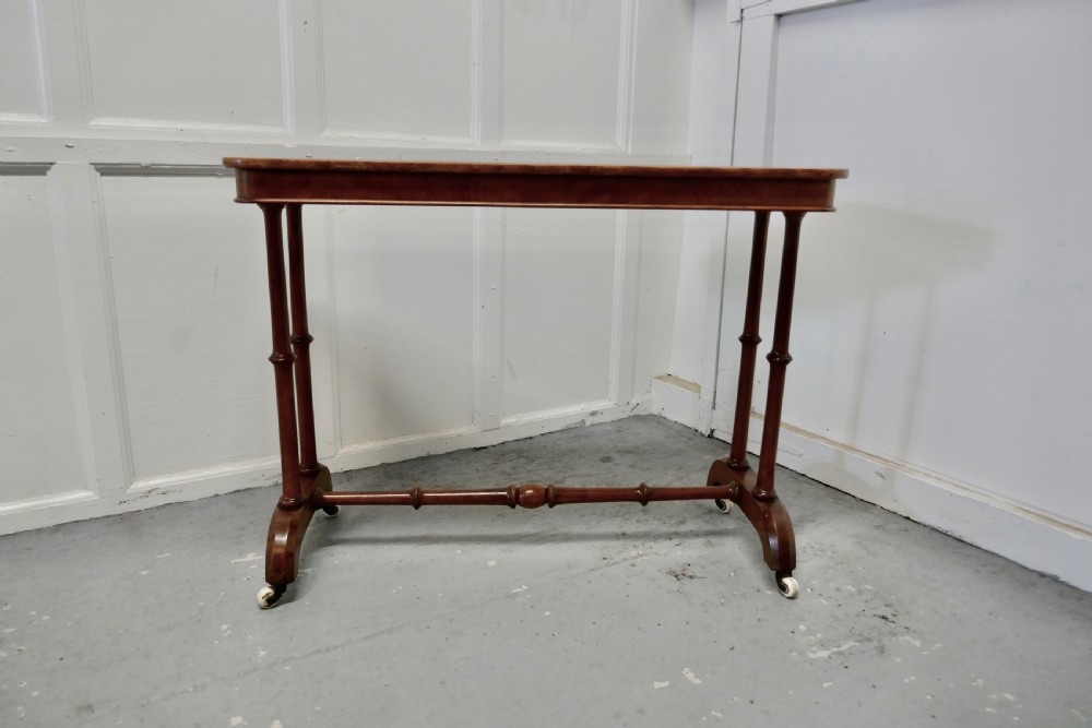 Elegant Victorian Arts and Crafts Birch and Mahogany Side Table  View III