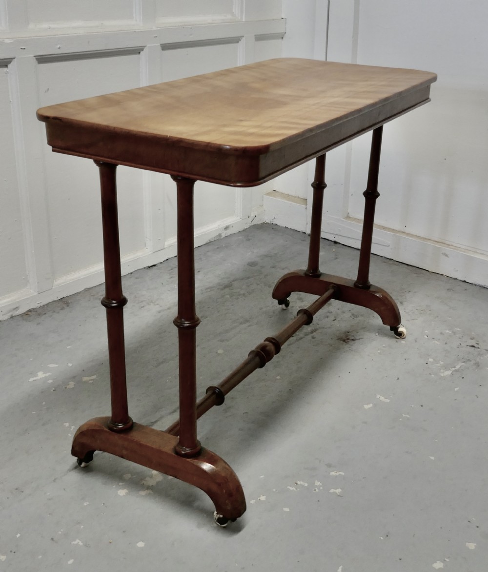 Elegant Victorian Arts and Crafts Birch and Mahogany Side Table  View VIII