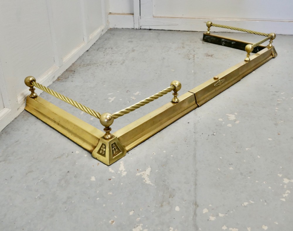 Victorian Extending Barley Twist Brass Fender  View III