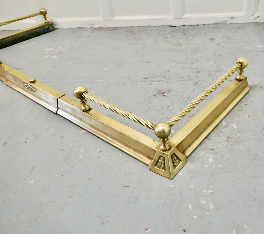 Victorian Extending Barley Twist Brass Fender  View IV