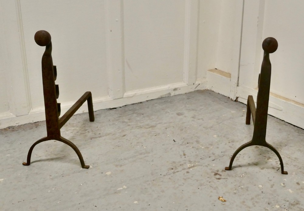 18th Century Inglenook Fire Andirons View III