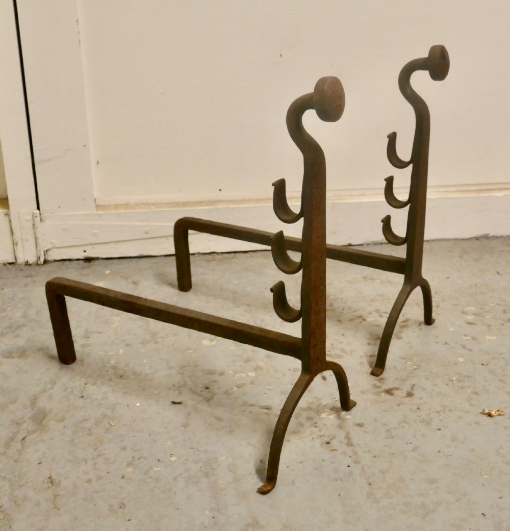 18th Century Inglenook Fire Andirons View IV
