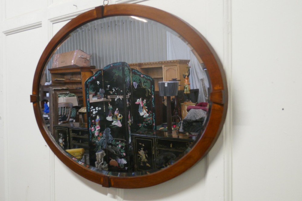 A Large Edwardian Inlaid Mahogany Oval Mirror View VI