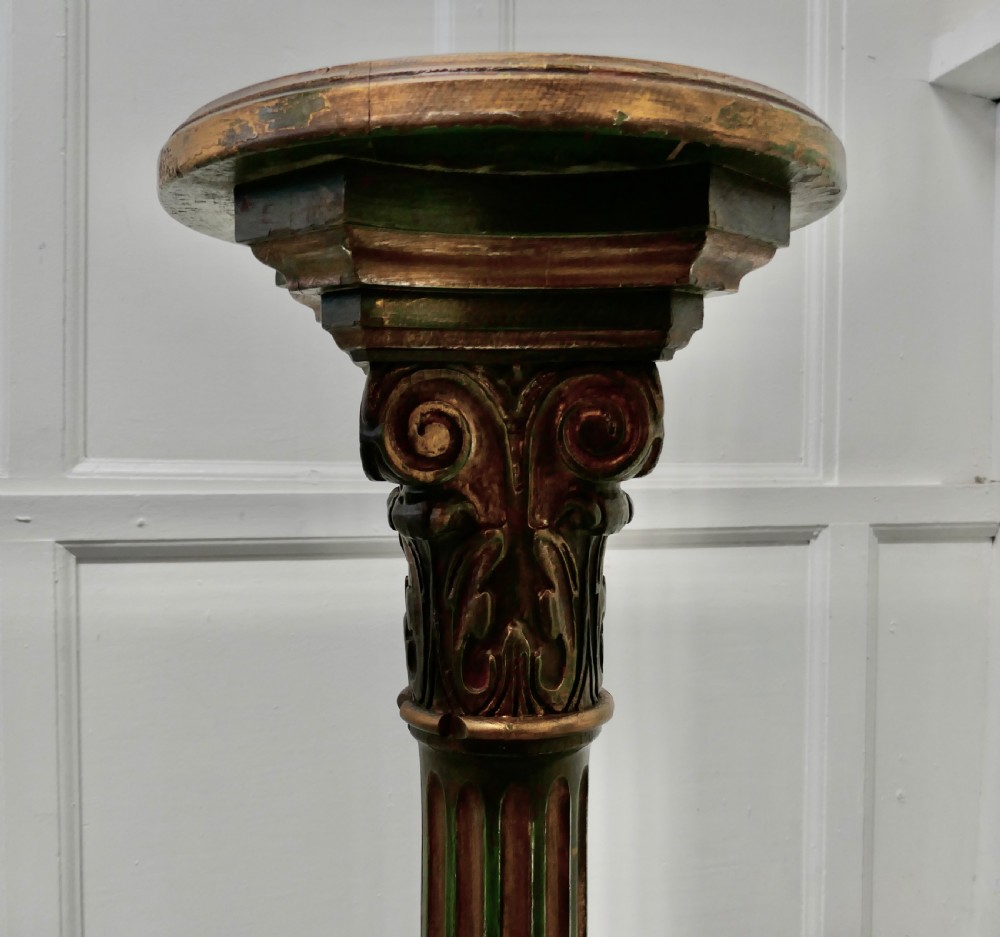 19th Century Italian Carved Gilt Wood Column Display Pedestal View III