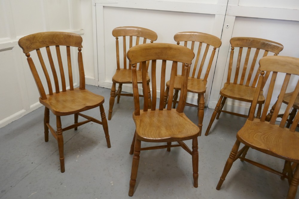 A Harlequin Set of 8 Beech & Elm Country Kitchen Dining Chairs View II