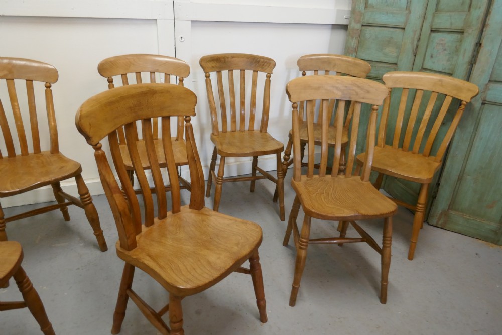 A Harlequin Set of 8 Beech & Elm Country Kitchen Dining Chairs View IV