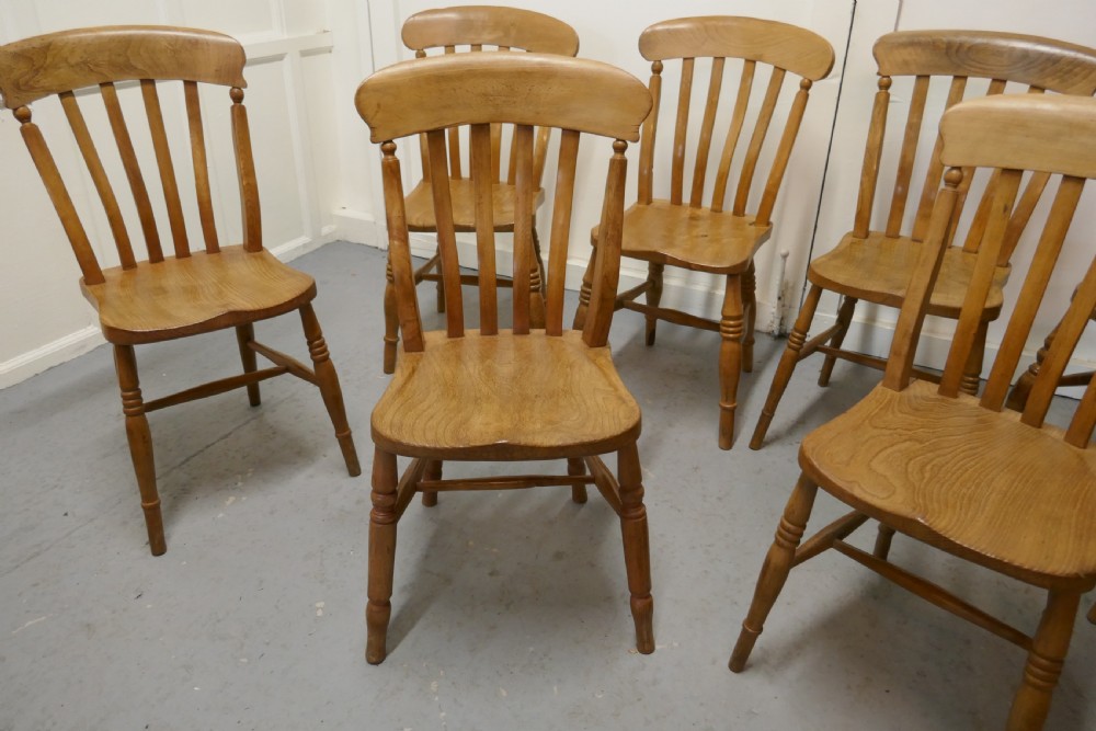 A Harlequin Set of 8 Beech & Elm Country Kitchen Dining Chairs View V