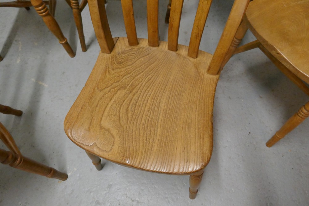 A Harlequin Set of 8 Beech & Elm Country Kitchen Dining Chairs View VI
