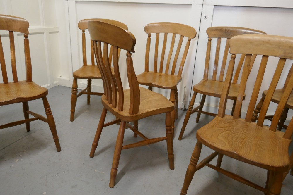 A Harlequin Set of 8 Beech & Elm Country Kitchen Dining Chairs View IX