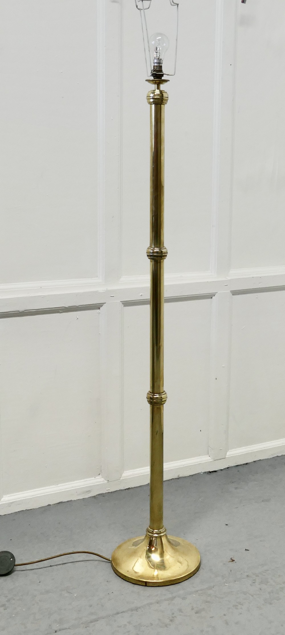Chunky Brass Column Floor Lamp,  