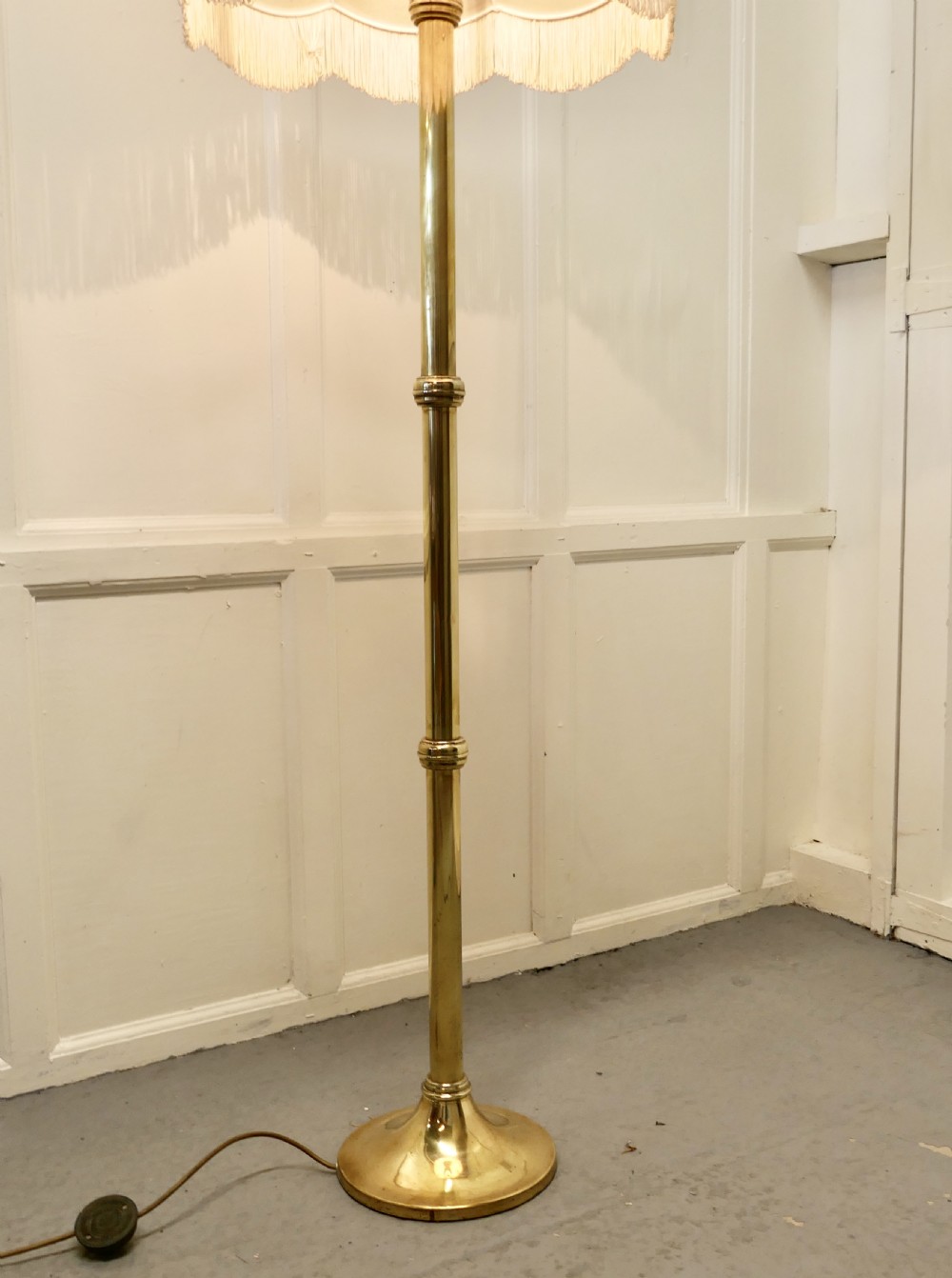 Chunky Brass Column Floor Lamp,   View IV