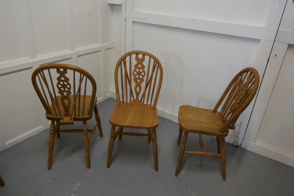 Set of 6 Beech & Elm Wheel Back Windsor Kitchen Dining Chairs View VI