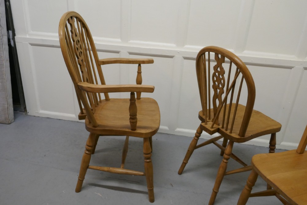 Set of 6 Beech & Elm Wheel Back Windsor Kitchen Dining Chairs View VII