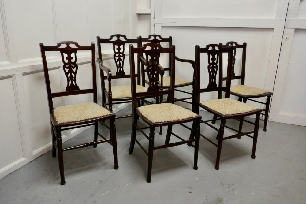 Set of 6 Elegant Edwardian Upholstered Dining Chairs  View III