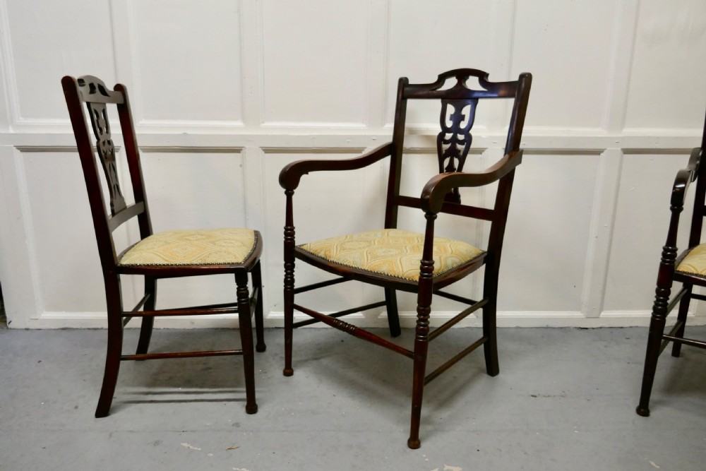 Set of 6 Elegant Edwardian Upholstered Dining Chairs  View IV