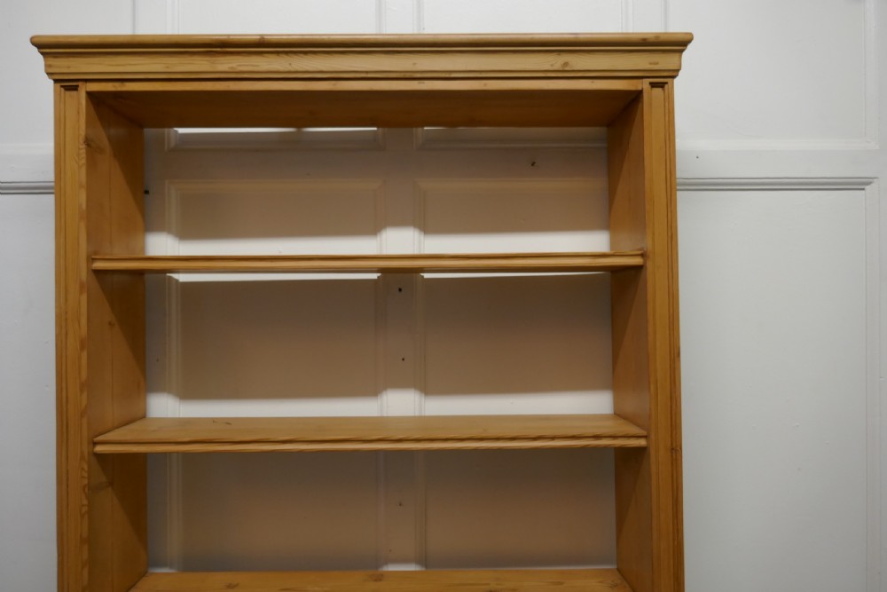 Tall Victorian Stripped Pine Open Bookcase. View II