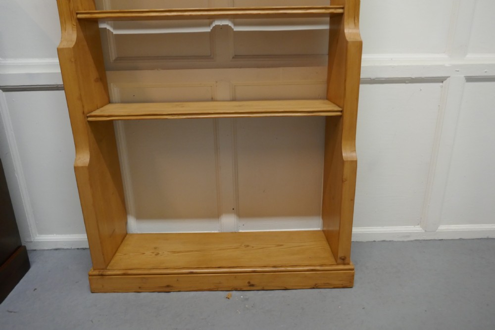 Tall Victorian Stripped Pine Open Bookcase. View III