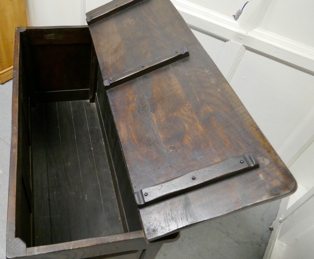 Arts and Crafts Gothic Carved Oak Coffer View VI