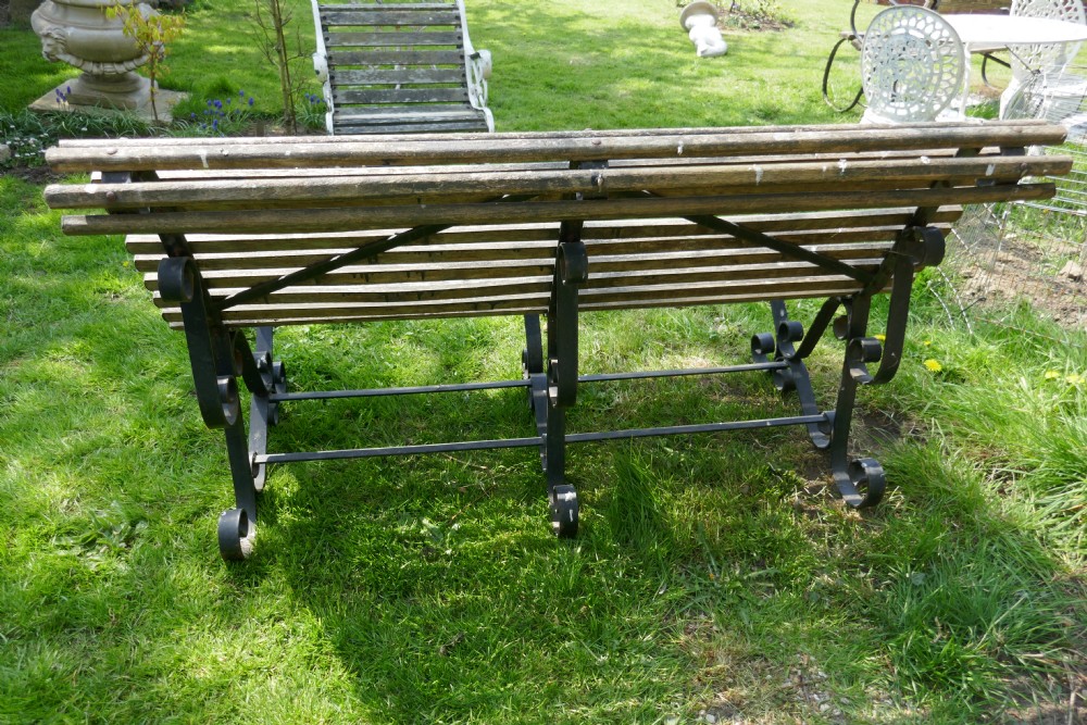 Weathered Oak Scroll Steamer Bench, Lichen Covered by ATLAS View III