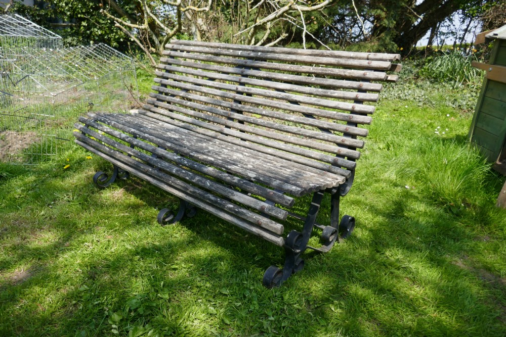 Weathered Oak Scroll Steamer Bench, Lichen Covered by ATLAS View VI