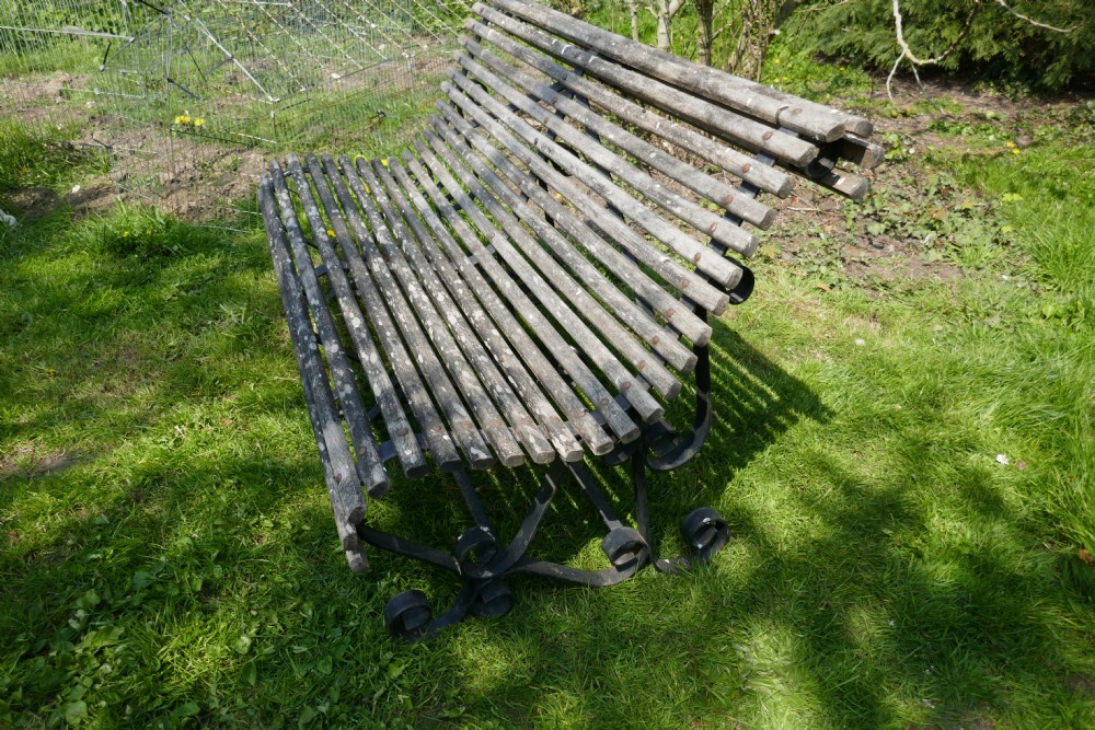 Weathered Oak Scroll Steamer Bench, Lichen Covered by ATLAS View VII