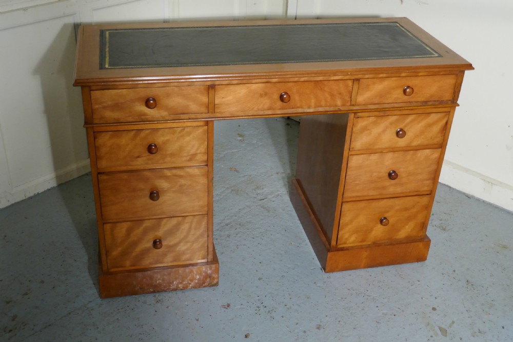 A Victorian Birch Pedestal Desk  View II