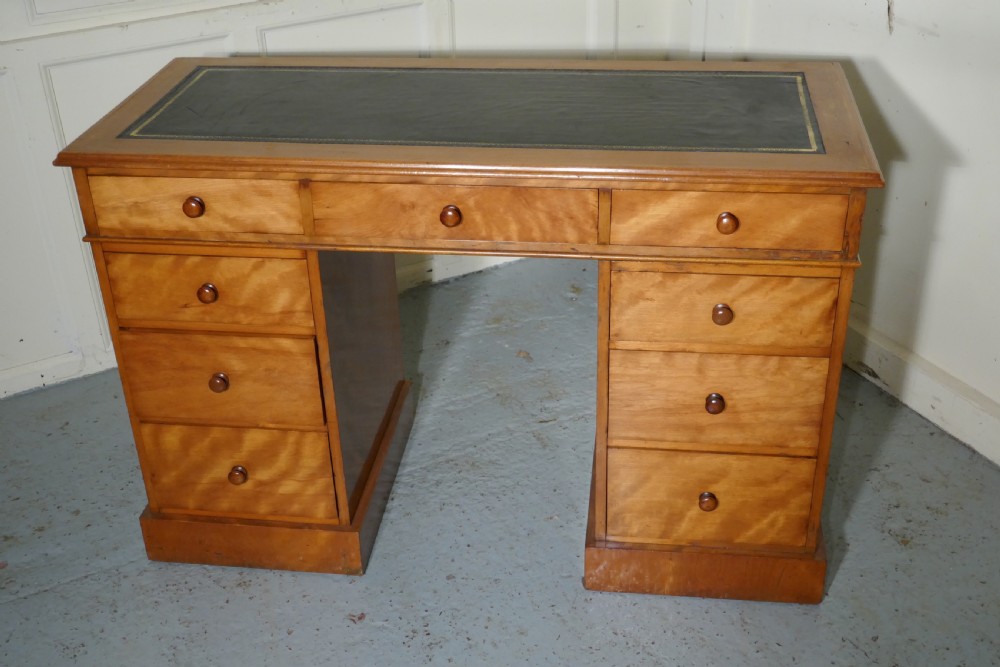 A Victorian Birch Pedestal Desk  View III